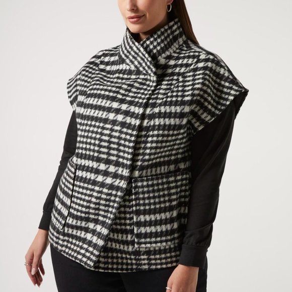 Cape à motif pied-de-poule, mélange de laine - Picture 3 of 5